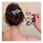 Beau - Twin Translucent Flowers Open Curved-Frame Hair Clip