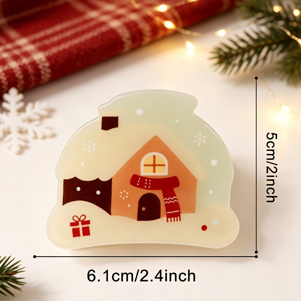 Beau - Christmas Scene Red-Pastel Palette Claw Clip