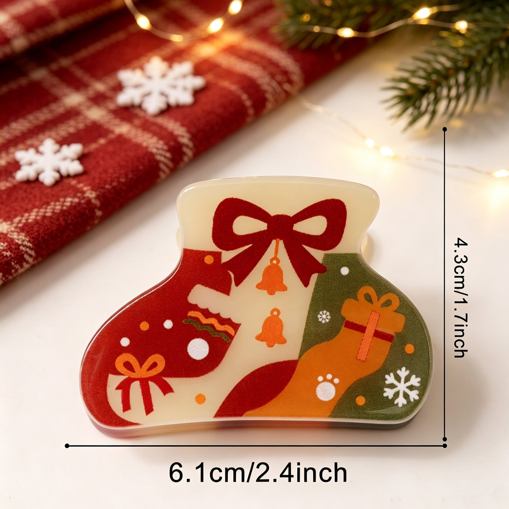 Beau - Christmas Scene Red-Pastel Palette Claw Clip