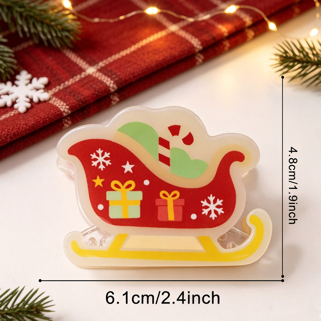 Beau - Christmas Scene Red-Pastel Palette Claw Clip