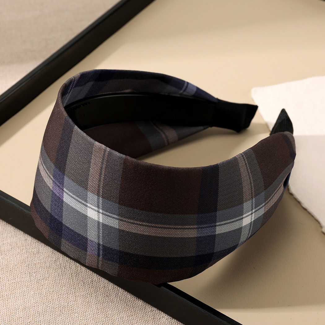 Gifty - Plaid Pattern Wide Padded Headband
