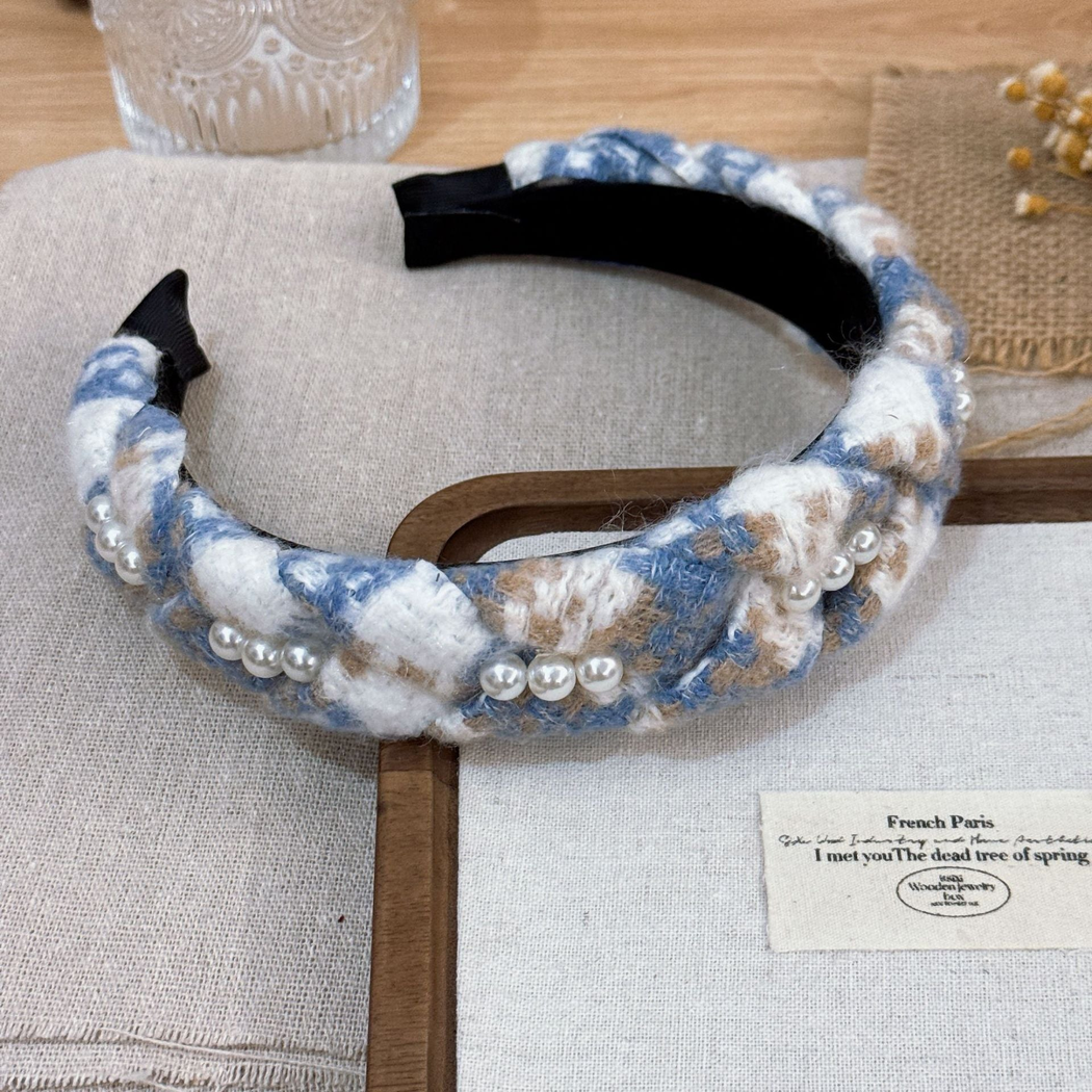 Gifty - Plaid Pattern Raised Braided-Wrap Headband