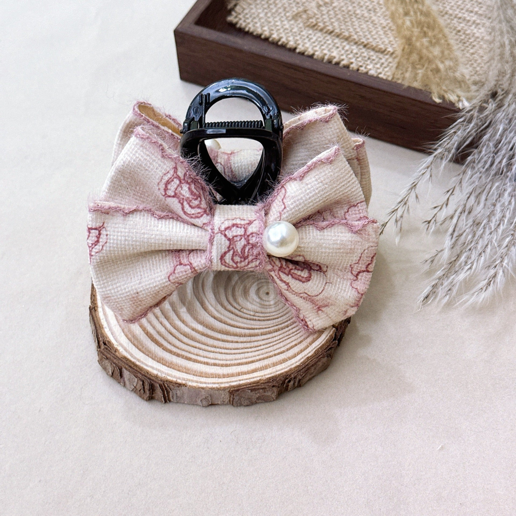 Beau - Floral-Outline Layered-Bow Hair Claw