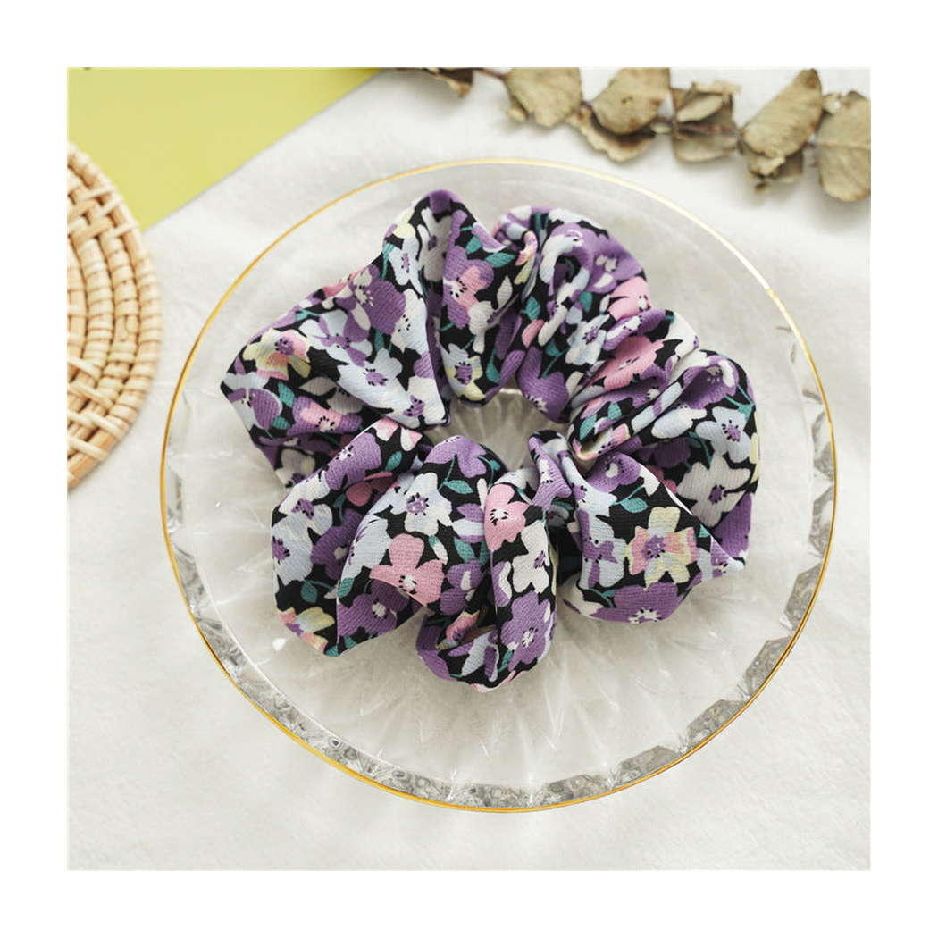 Gifty - Purple Floral Ruffled Ring Scrunchie