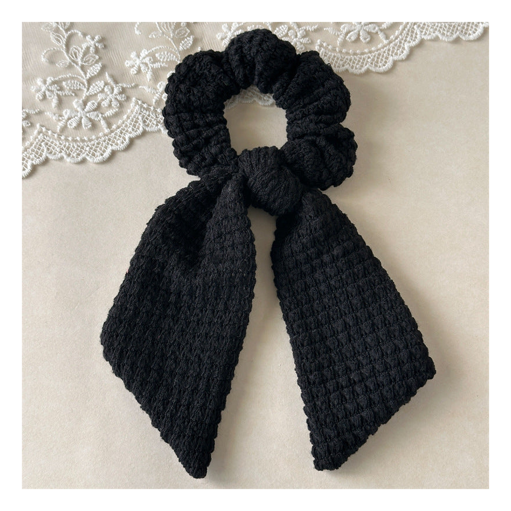 Gifty - Openwork Knit Wide Bow-Tail Scrunchie
