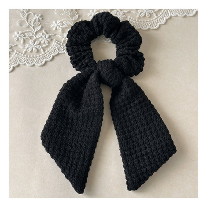 Gifty - Openwork Knit Wide Bow-Tail Scrunchie