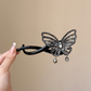 Beau - Glossy Black Butterfly Openwork Hair Claw
