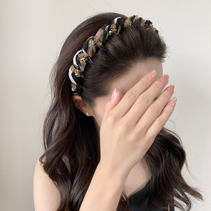 巴黎王妃油画少女水钻带齿发箍女新款增高颅顶头箍显脸小防滑发卡