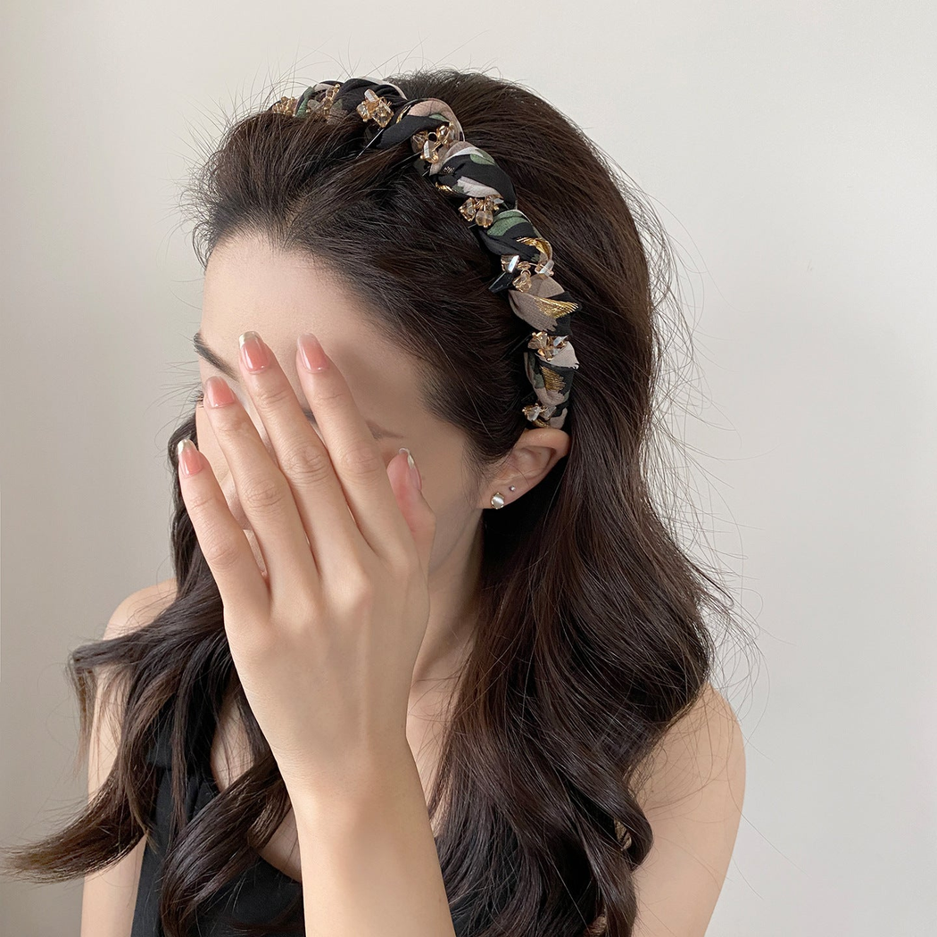 巴黎王妃油画少女水钻带齿发箍女新款增高颅顶头箍显脸小防滑发卡