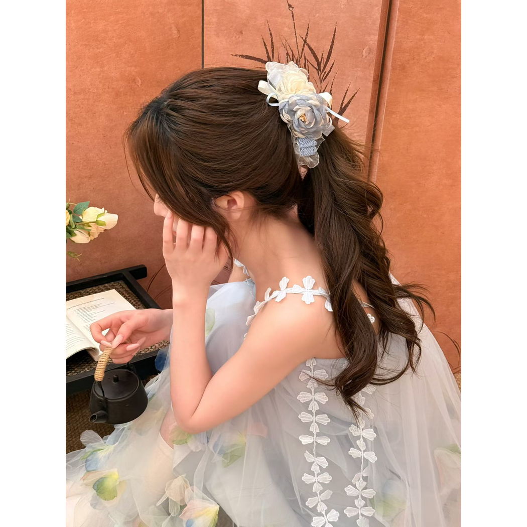 粉色蕾丝花朵香蕉夹发夹女2026新款气质后脑勺盘发夹子高级感发卡