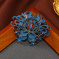 Brovia - Pomegranate Floral Blue and Red Scrollwork Brooch