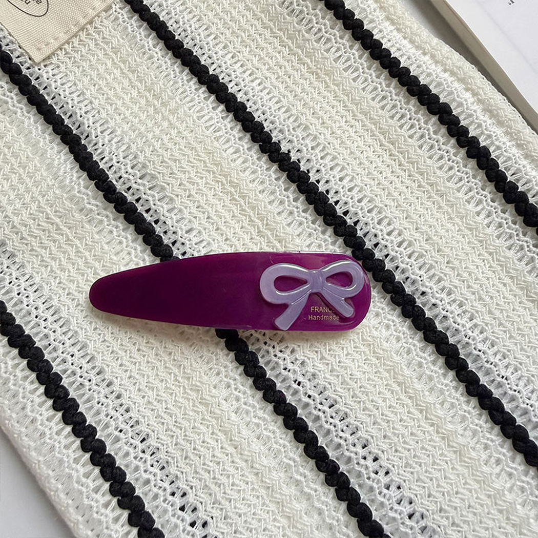 Beau - Bow Motif Contrasting Color Detail Hair Clip