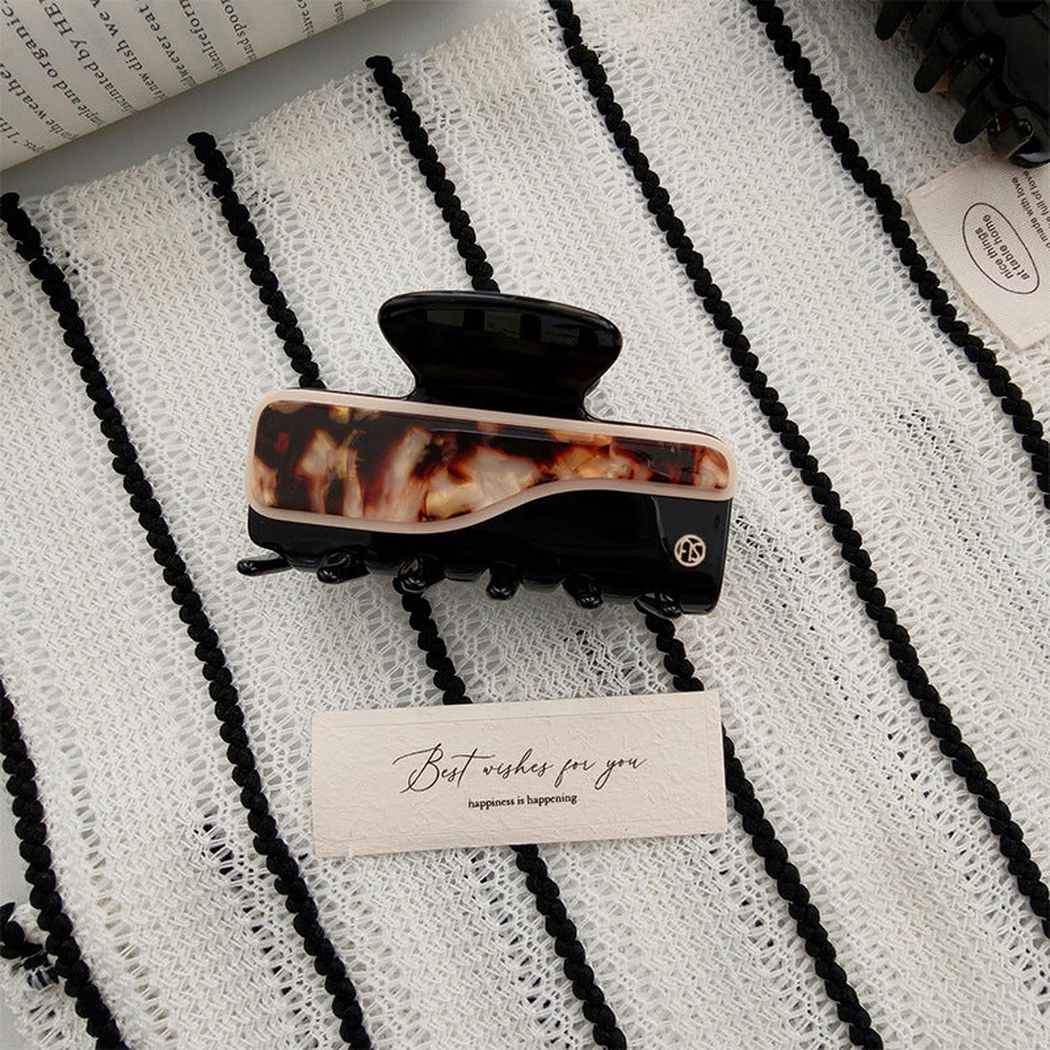 Beau - Mottled Pattern Bow Motif Hair Claw