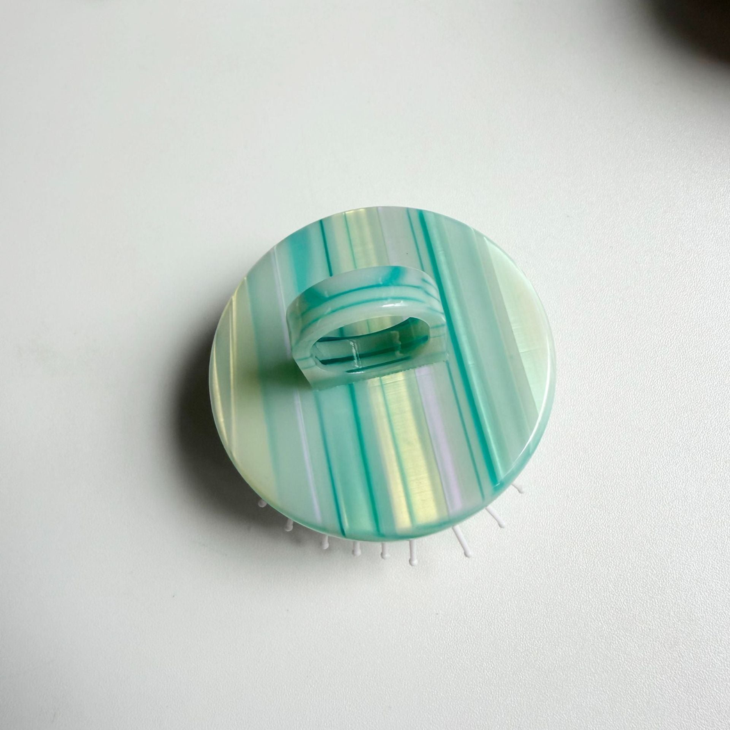 Camerow - Striped Pattern Round Cushion Form Hair Comb
