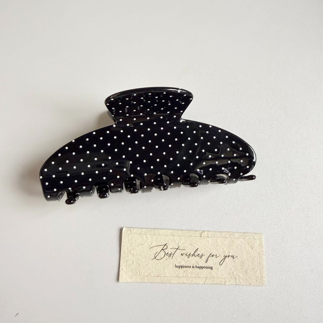 Beau - Polka Dot Pattern Broad Rounded Silhouette Hair Claw