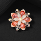 Brovia - Layered Floral Motif Faceted Stone Accents Brooch