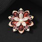Brovia - Layered Floral Motif Faceted Stone Accents Brooch