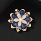 Brovia - Layered Floral Motif Faceted Stone Accents Brooch