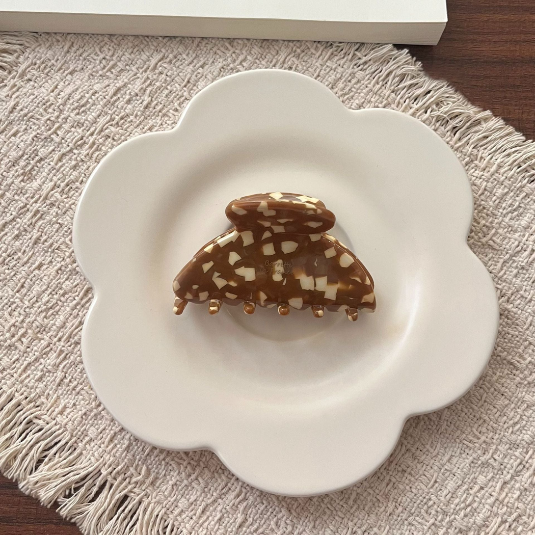 Beau - Mottled Pattern Compact Fan Silhouette Hair Claw