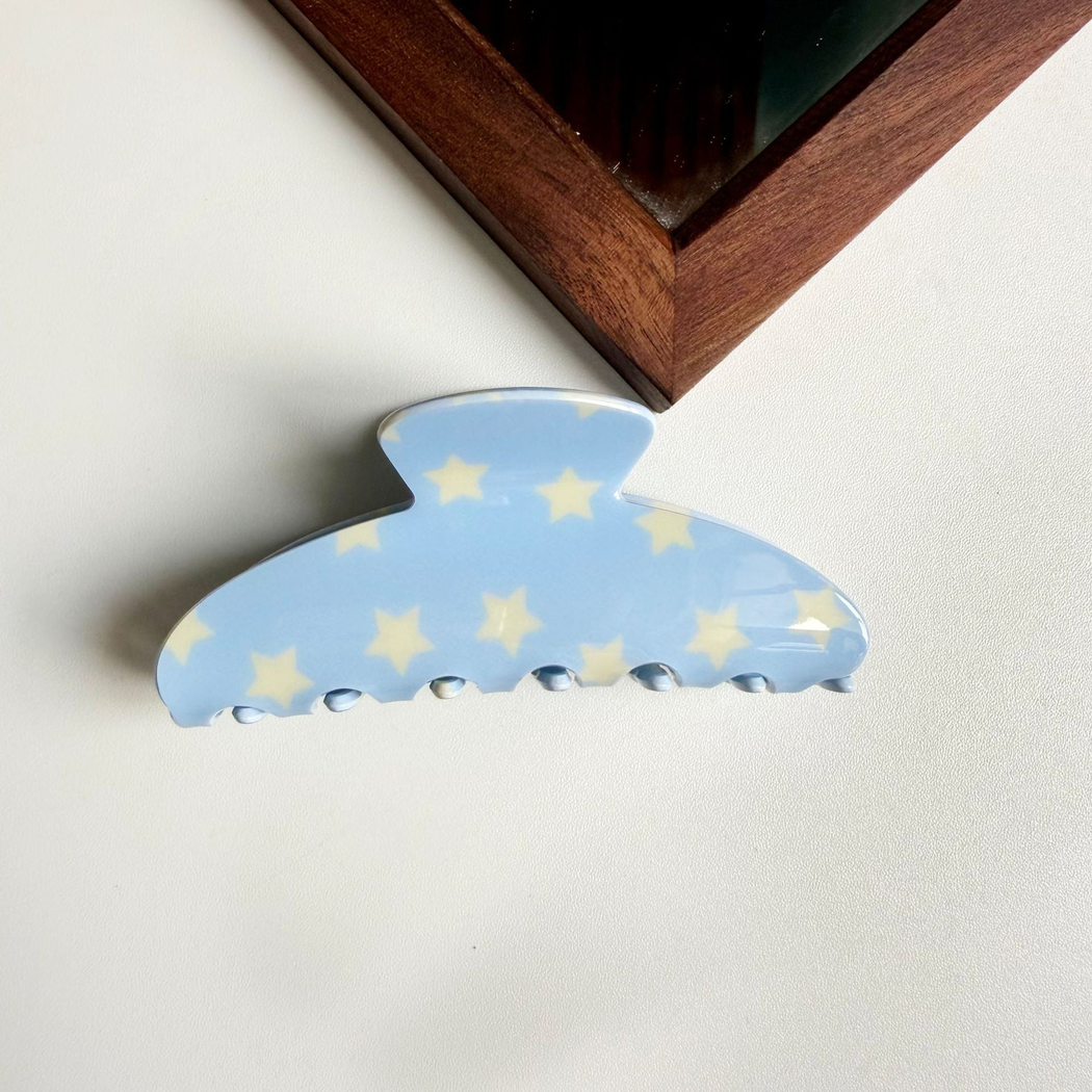 Beau - Stripe Pattern Star Motif Hair Claw