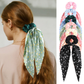 Gifty - Polka-Dot Wide-Stripe Scarf-Tail Scrunchie - product display