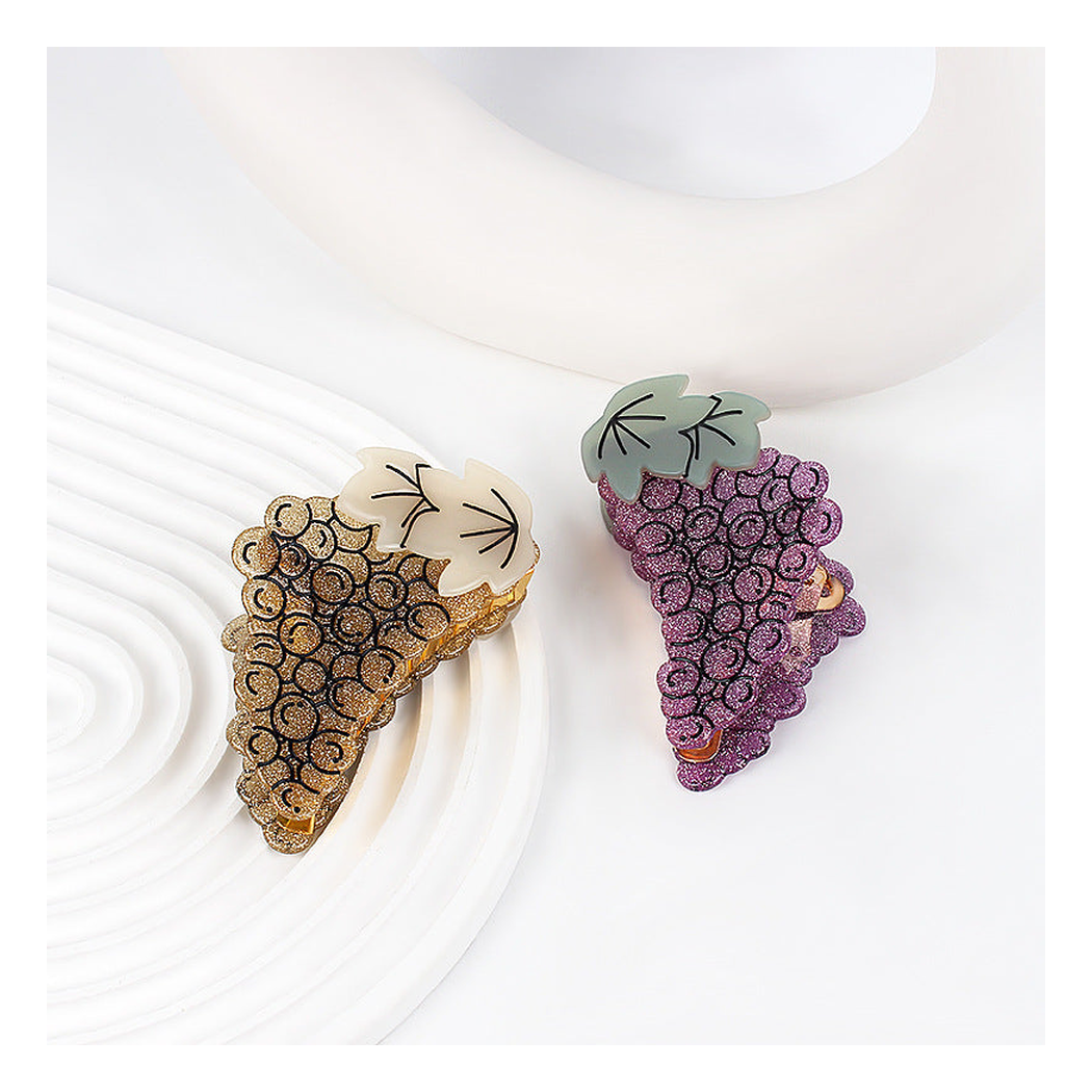 Gold and purple grape-cluster sparkle accent claw clips