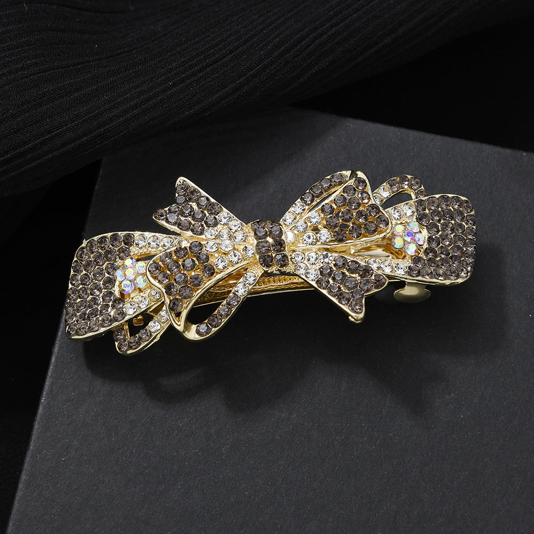 Beau - Sparkling Double-Bow Contour-Bar Barrette