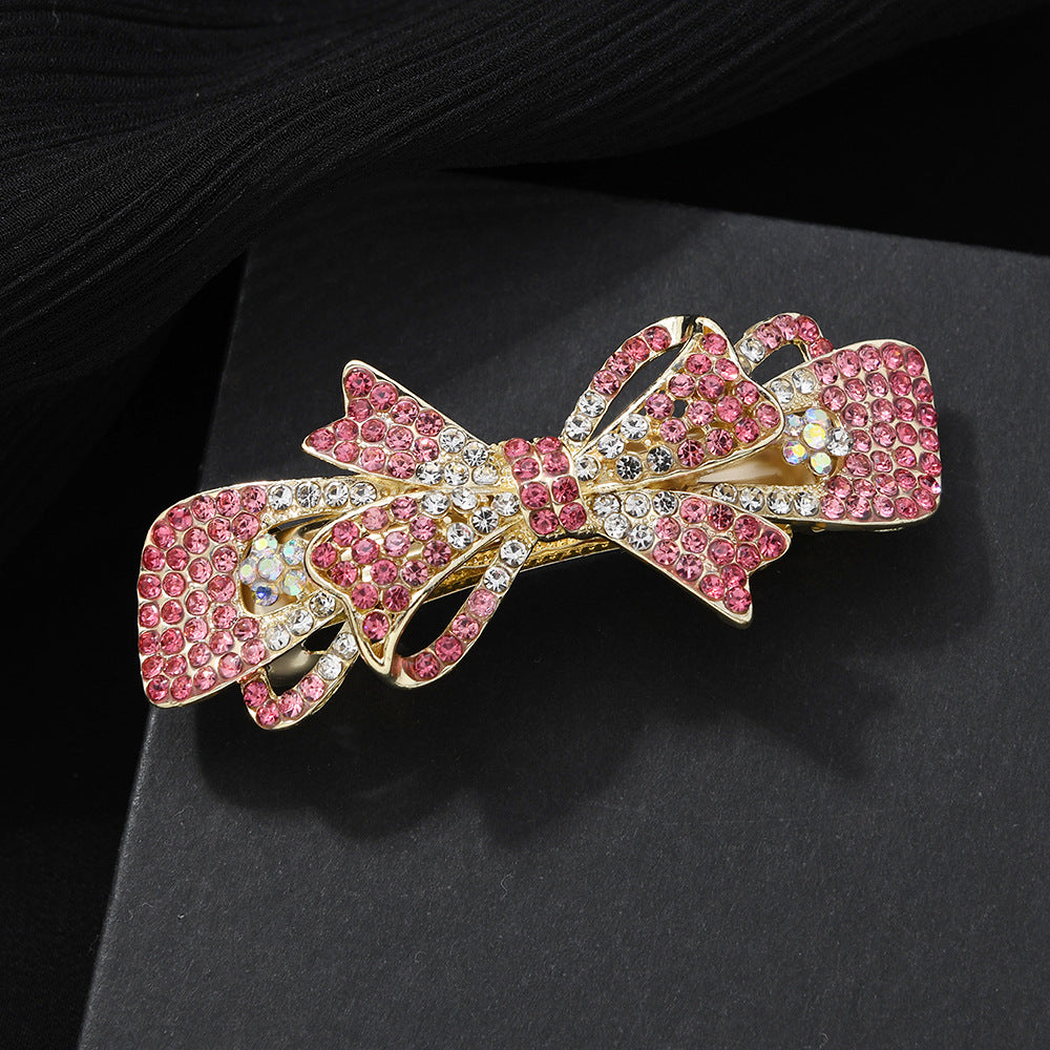 Beau - Sparkling Double-Bow Contour-Bar Barrette