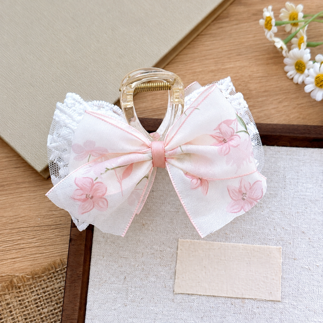 Beau - Blush Floral Multi-Style Bow Hair Clip