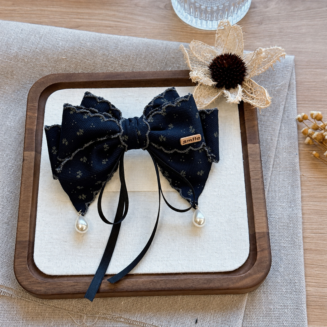 Beau - Mini Floral Long-Tail Bow Hair Clip