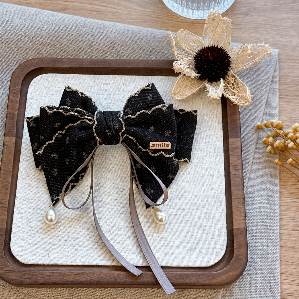 Beau - Mini Floral Long-Tail Bow Hair Clip