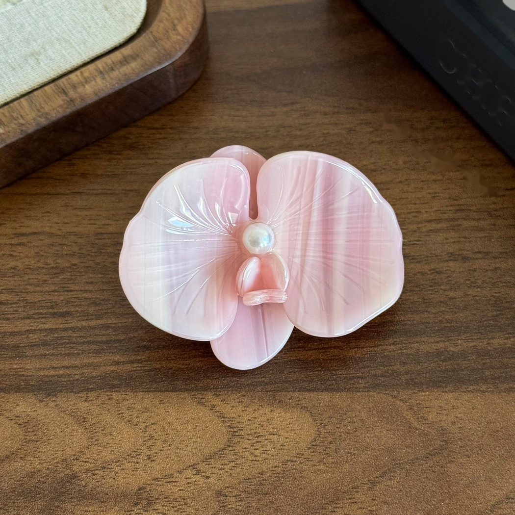 Beau - Orchid-Shaped Glossy Side Hair Clip