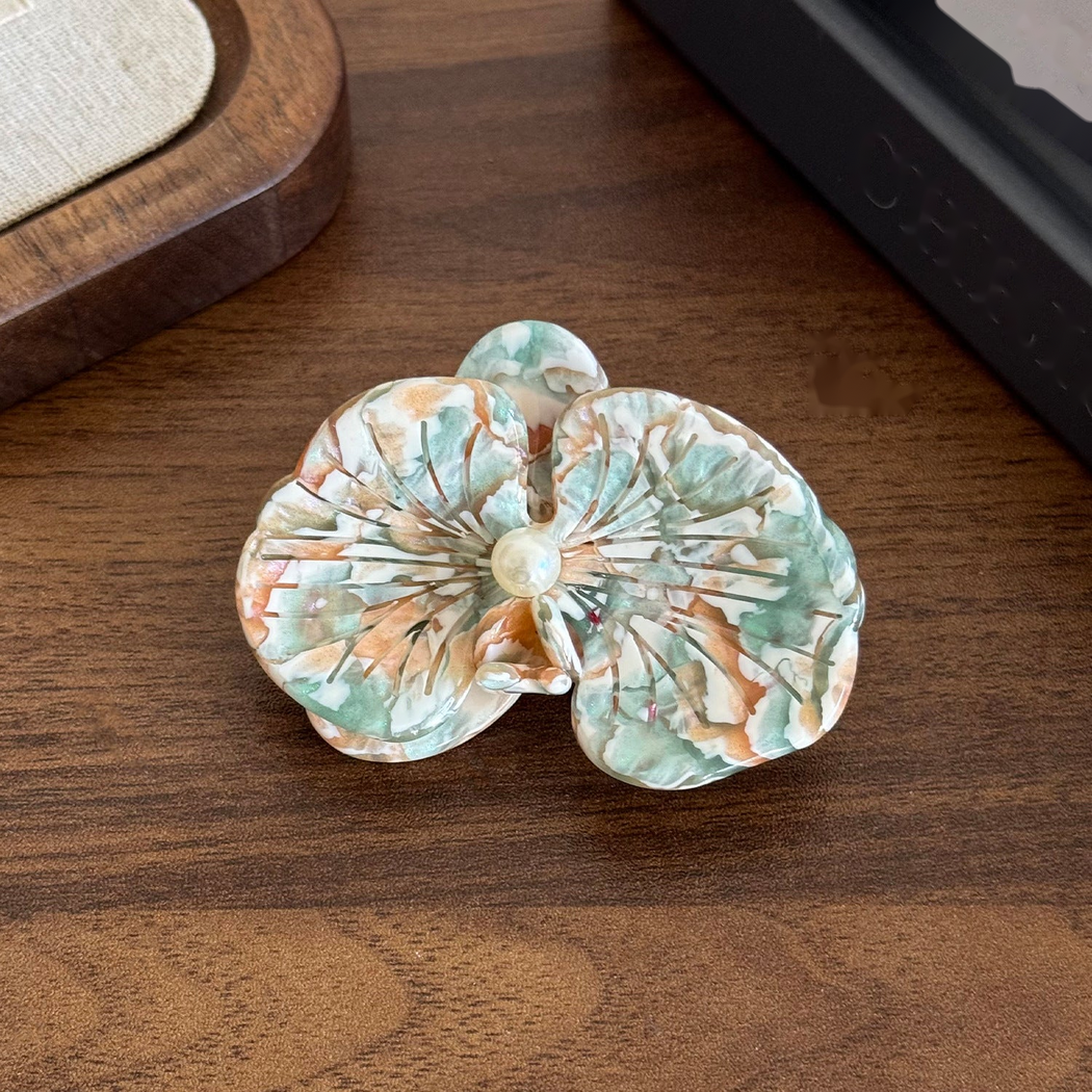 Beau - Orchid-Shaped Glossy Side Hair Clip