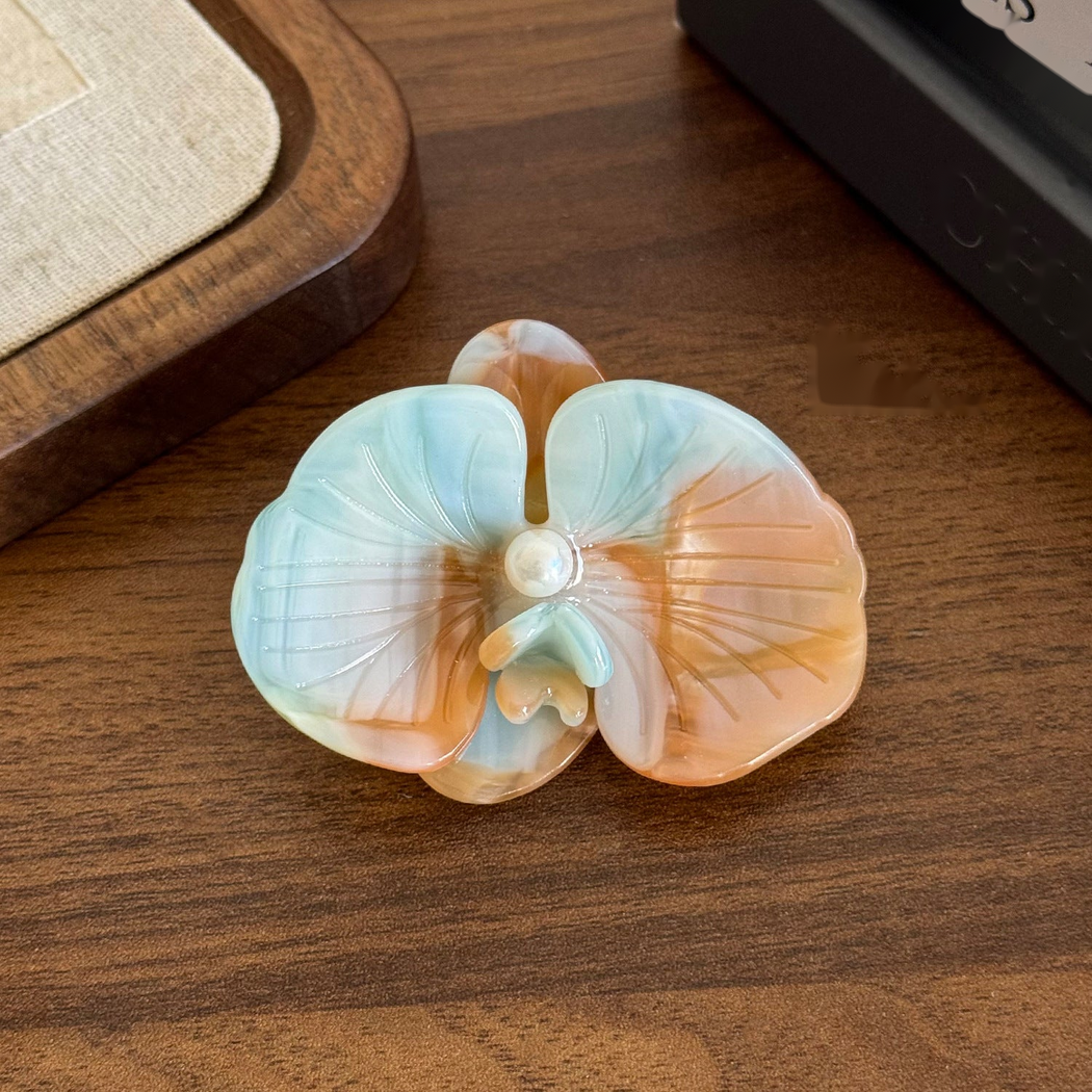 Beau - Orchid-Shaped Glossy Side Hair Clip