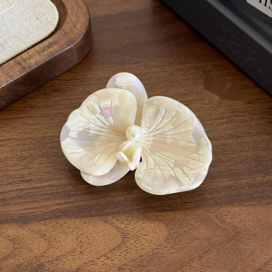 Beau - Orchid-Shaped Glossy Side Hair Clip