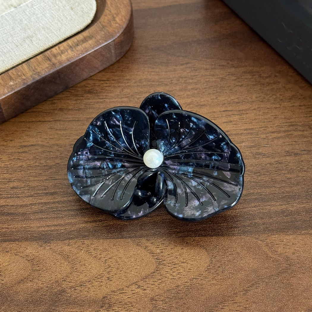 Beau - Orchid-Shaped Glossy Side Hair Clip