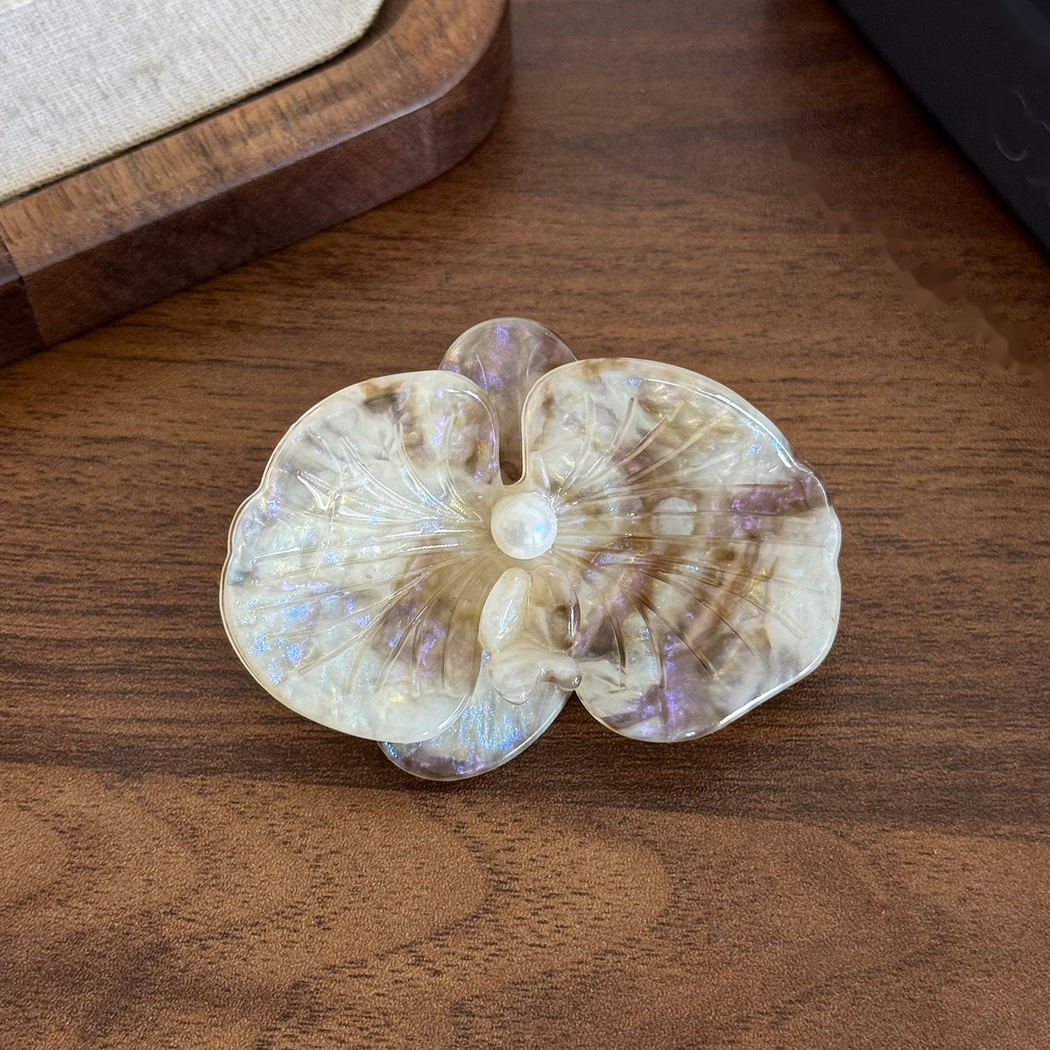 Beau - Orchid-Shaped Glossy Side Hair Clip