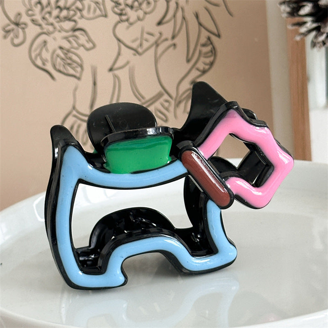 Beau - Colorblock Puppy-Shaped Open-Center Claw Clip