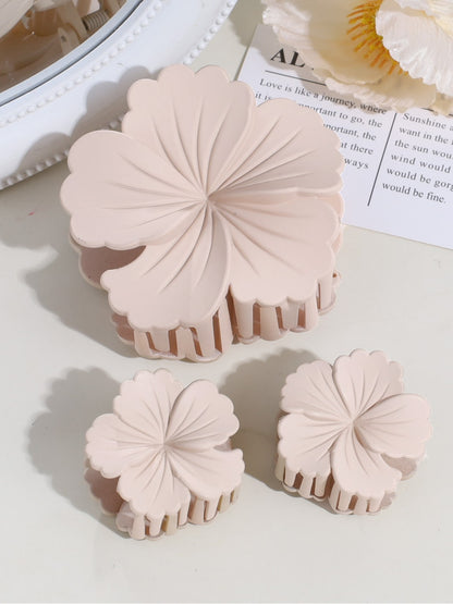 Beau - Matte Flower Shape Plastic Alloy Claw Clip