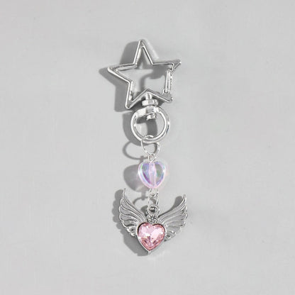 Keypus - Hollow Star and Heart Pendant Keychain