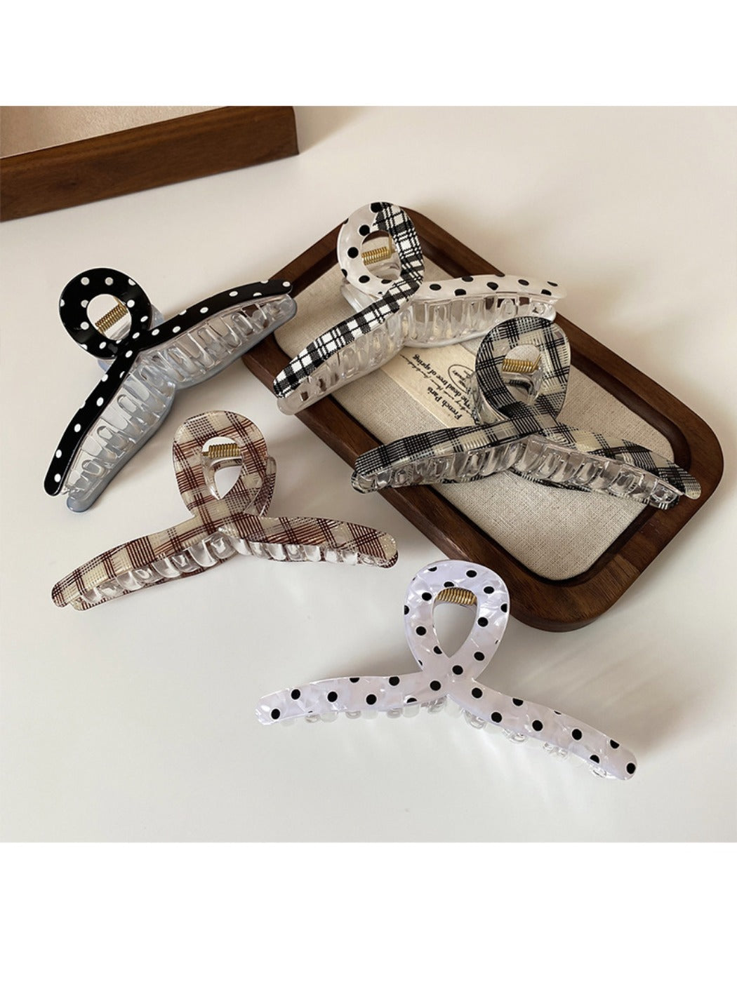 Beau - Plaid Leopard Polka Dot Hair Claw Clip