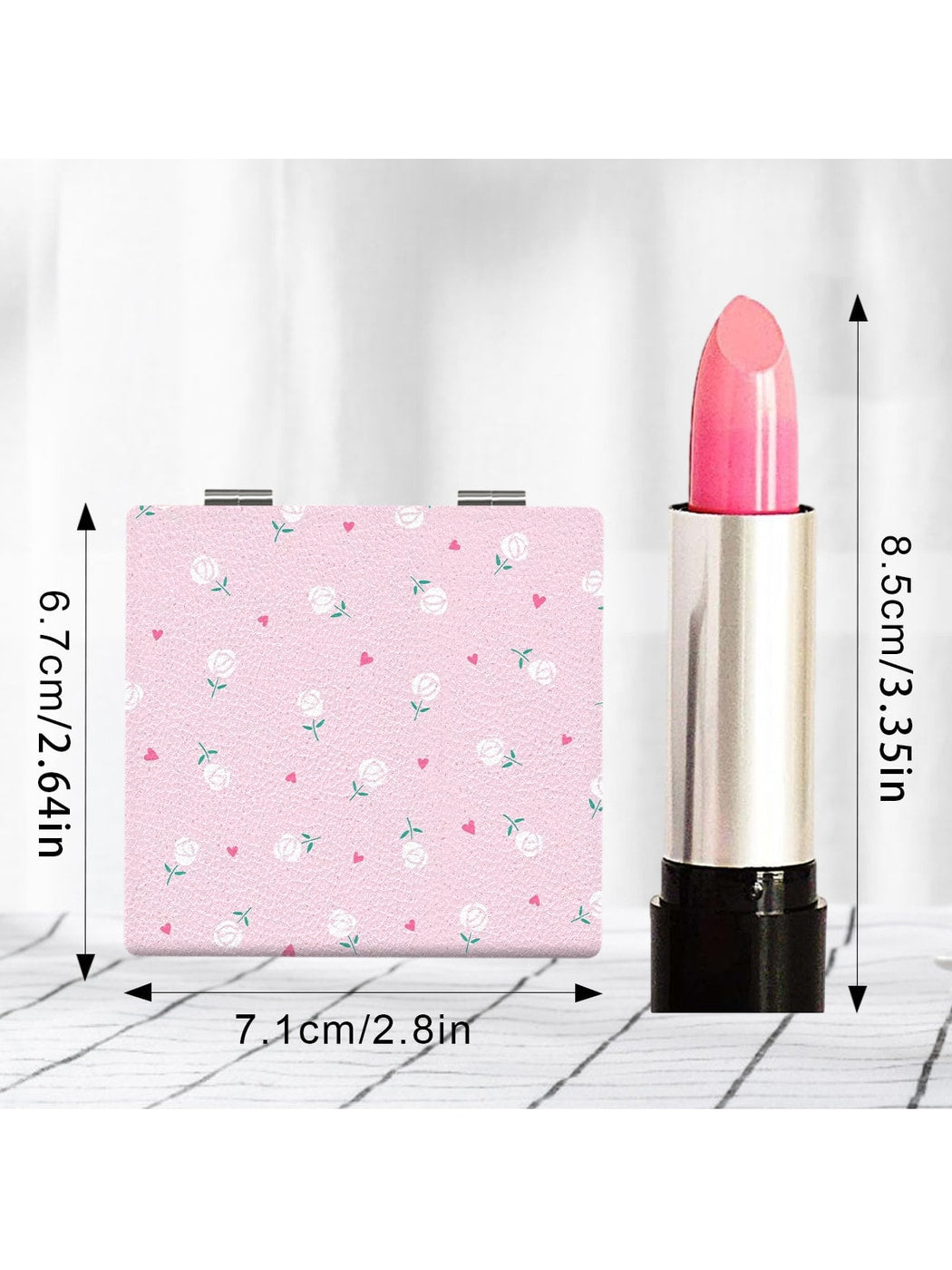 Mirroray - Square Floral Pattern Portable Makeup Mirror