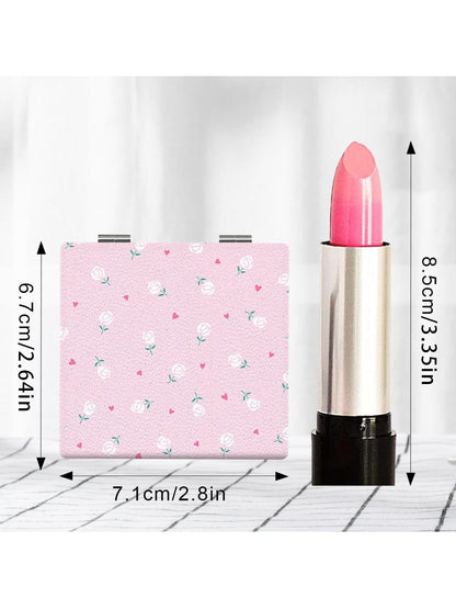 Mirroray - Square Floral Pattern Portable Makeup Mirror