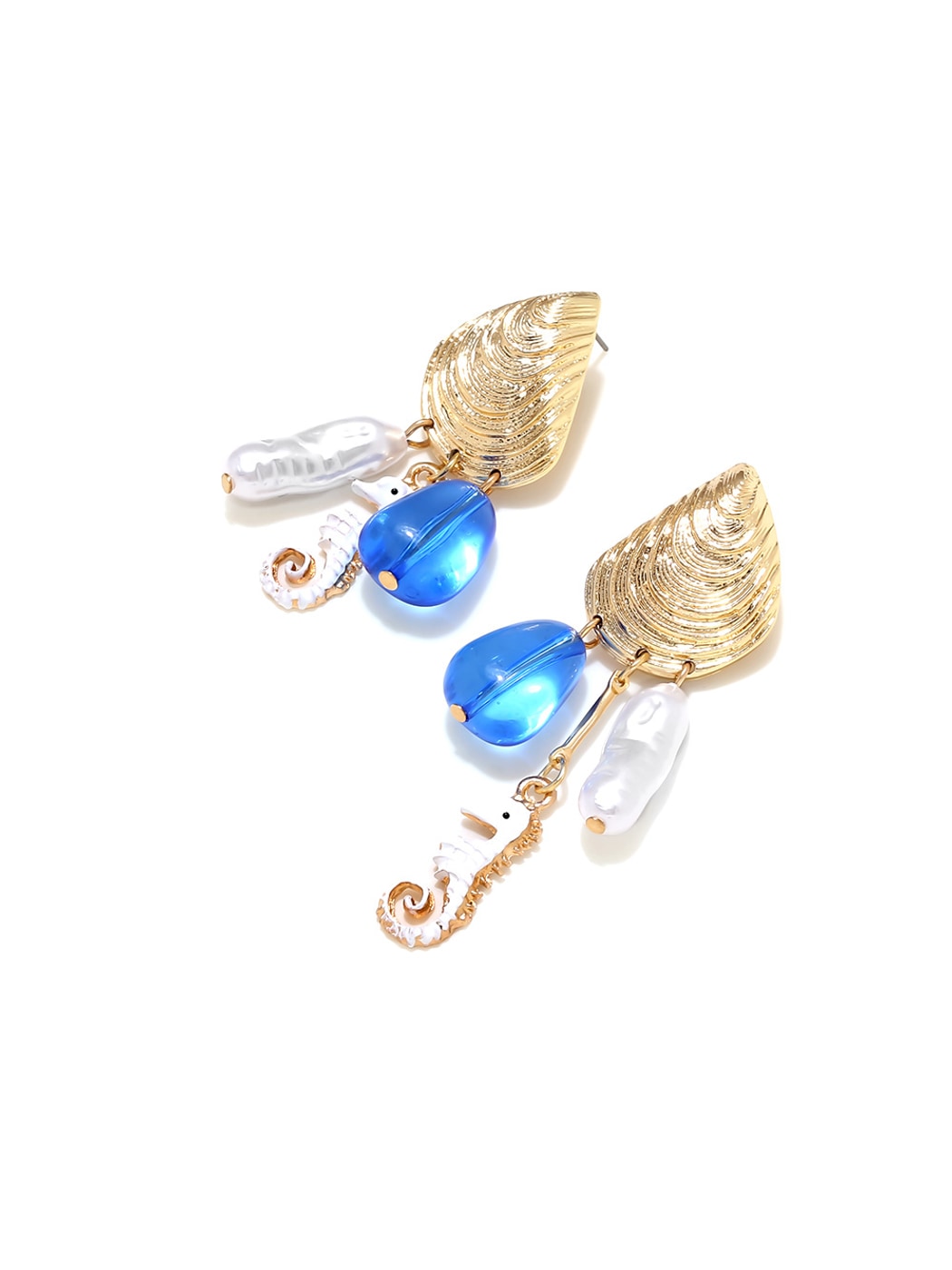 Earedge - Baroque Style Ocean Motif Dangle Earrings