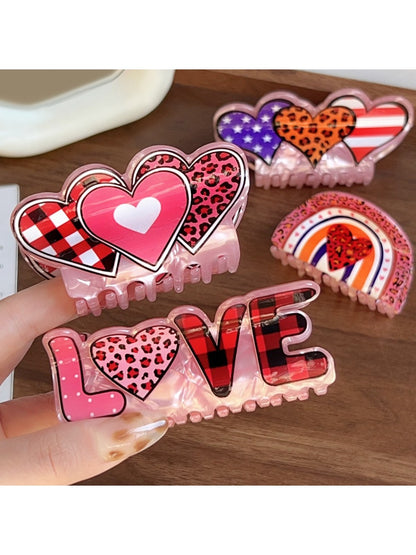 Beau - Valentine's Day Pink Heart  Hair Clips
