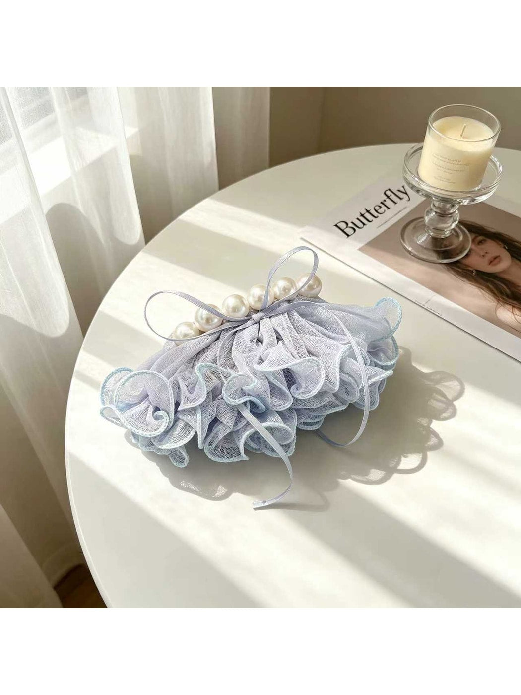 Beau - Pleated Mesh Bow Decorative Spring Hair Clip