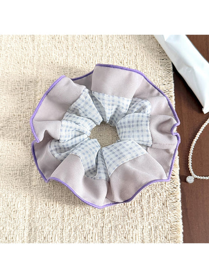 Gifty - Plaid Patchwork Mesh Ruffled Scrunchie