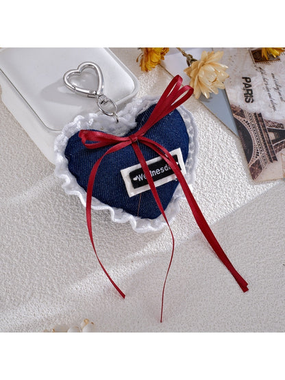 Keypus - Denim Lace Heart Bag Charm