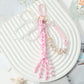 Keypus - Pink Beaded Bow Woven Cord Keychain