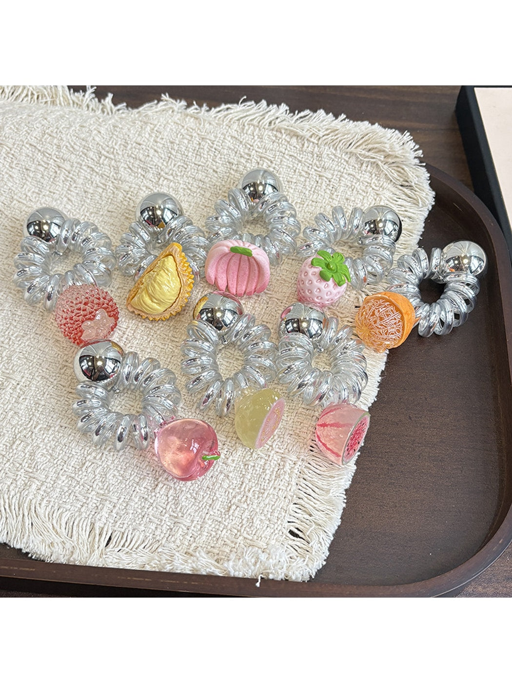 Gifty - Clear Fruit Charm Spiral Hair Tie